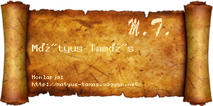 Mátyus Tamás névjegykártya